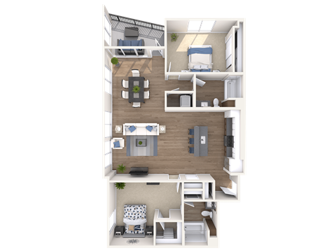 a 3d rendering of a floor plan of an apartment
